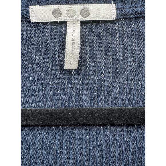 New Three Dots Top Navy Blue Scoop Neck Ribbed Knit Pullover 3/4 Sleeve Sz L - Picture 2 of 5